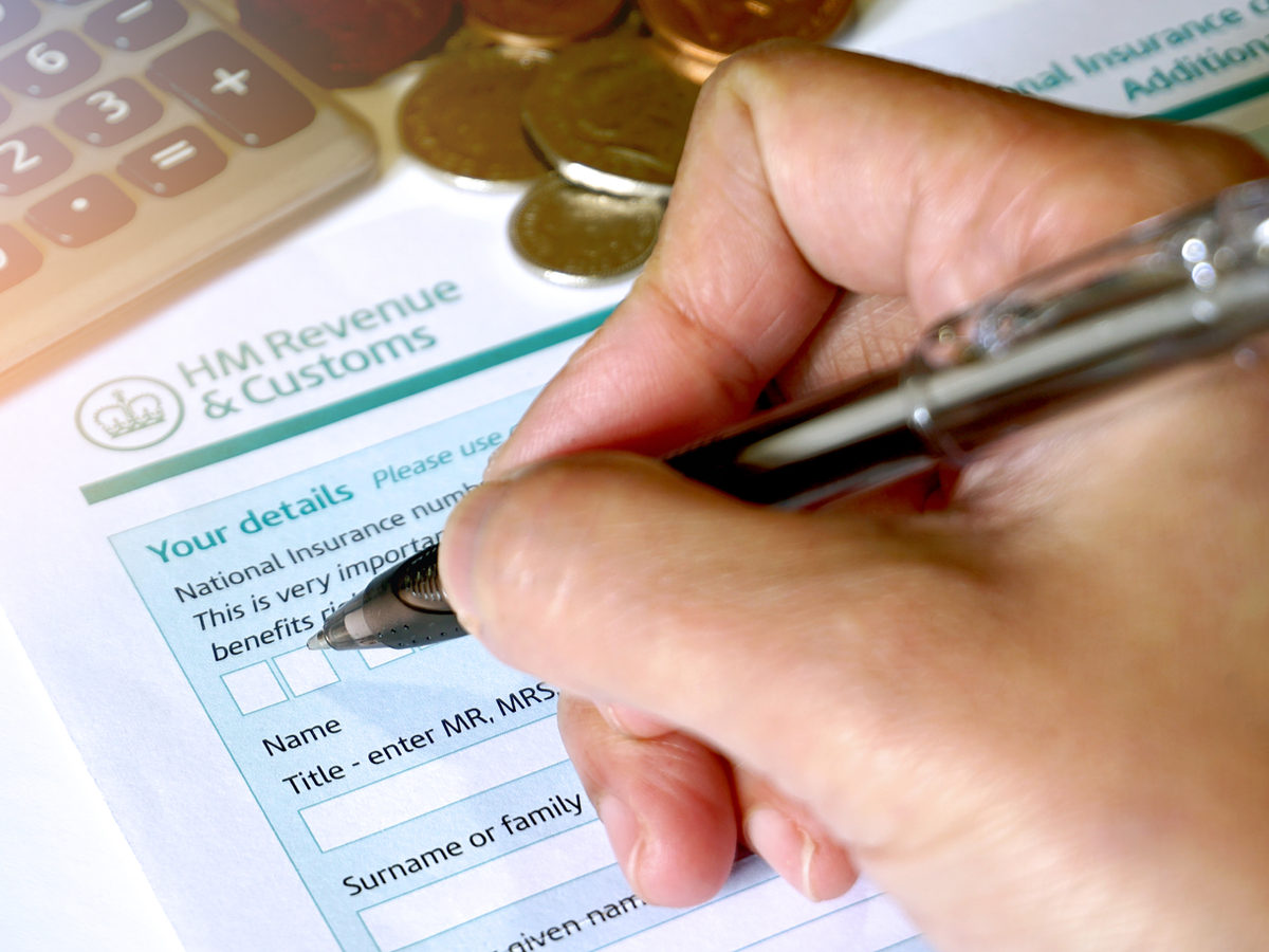 Filling in an HM Revenue & Customs form